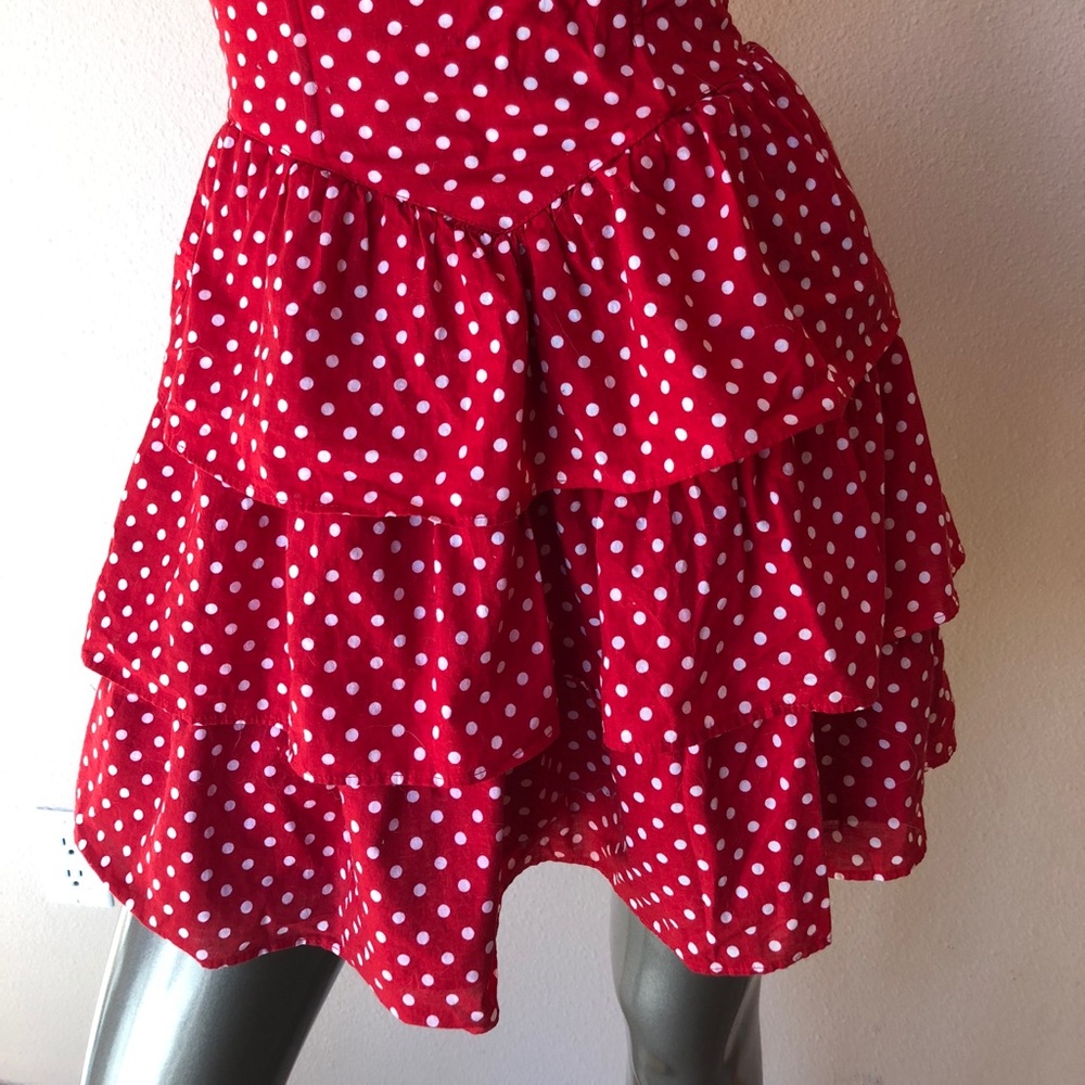 Red and white polka dot strapless dress! 💋 size 2 - Picture 3 of 4